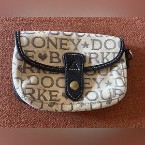 Dooney Bourke Small Canvas Wristlet With Blue Trim Preowned